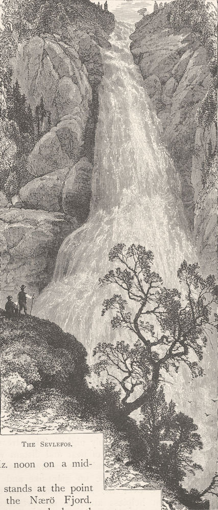 NORWAY. The Sevlefos 1890 old antique vintage print picture